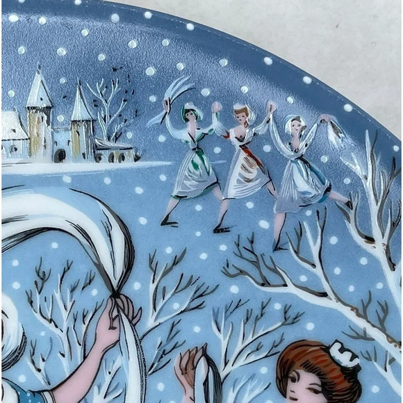 Haviland Limoges Nine Ladies Dancing Number 9 12 Days of Christmas Series Blue S - Picture 9 of 10